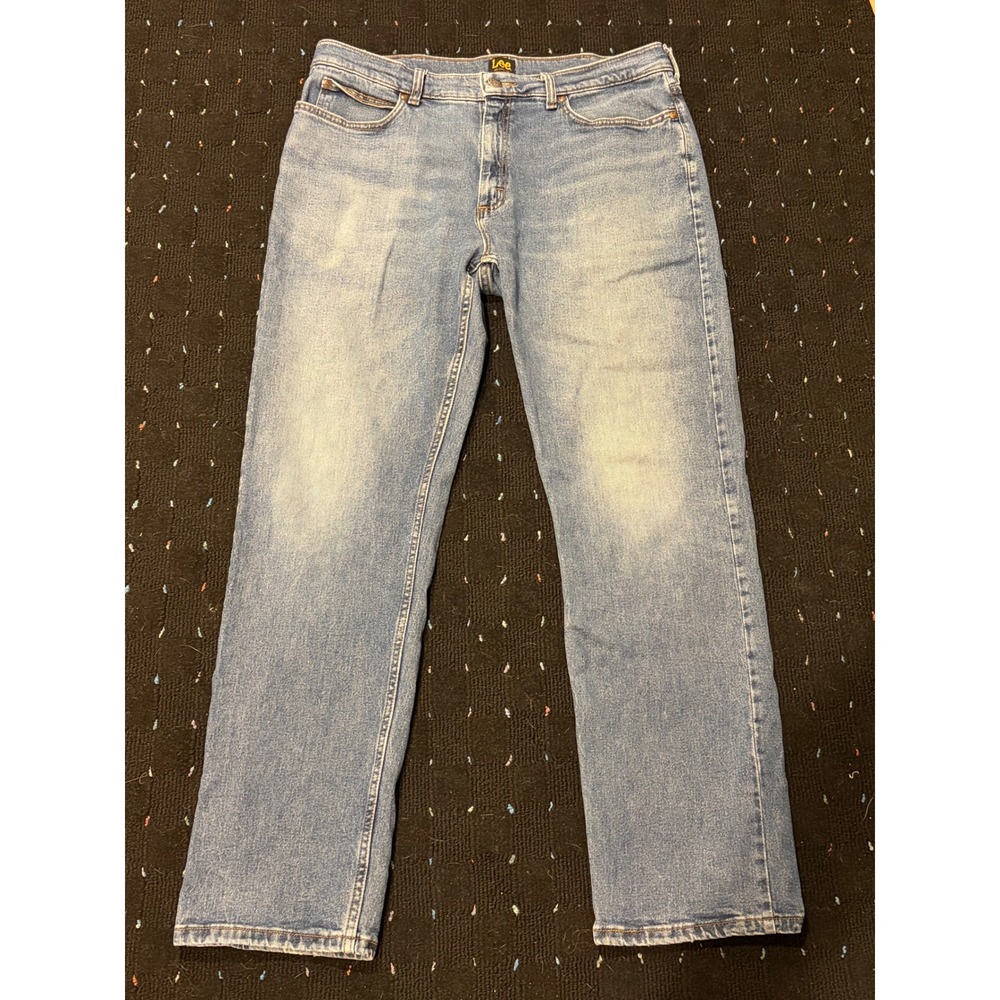 Lee Relaxed Fit Mens Medium Wash Straight Leg Denim Jeans 36x32